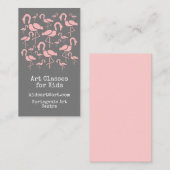 Carte De Visite Cours d'art pour enfants affaires flamingo mignonn (Devant / Derrière)