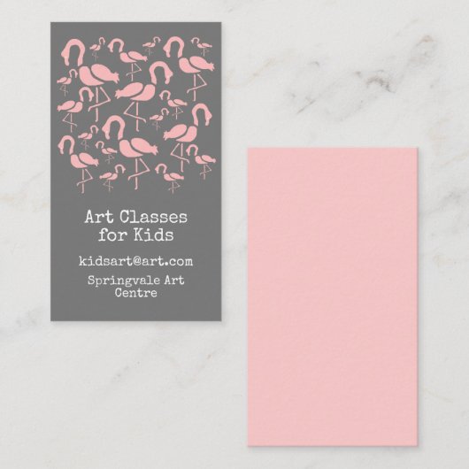 Carte De Visite Cours d'art pour enfants affaires flamingo mignonn (Devant / Derrière)