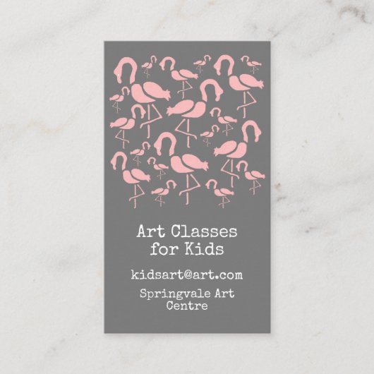 Carte De Visite Cours d'art pour enfants affaires flamingo mignonn (Devant)