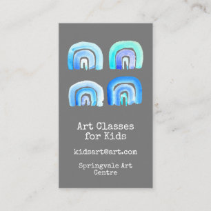 Carte De Visite Cours d'art pour enfants business blue rainbow