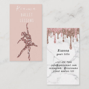 Carte De Visite Cours de Ballet Rouge & Or Enseignant Réseaux Soci