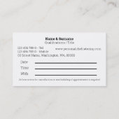 Carte De Visite Cours de cuisine de chef professionnel (Dos)