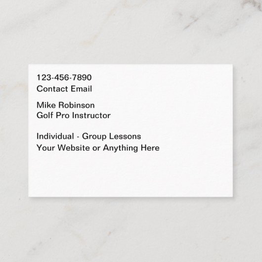 Carte De Visite Cours de golf instructeur (Dos)