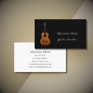 Carte De Visite Cours de guitare de professeur de musique noir bla