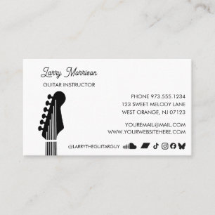 Carte De Visite Cours de Guitare Électrique Musicien Professeur de