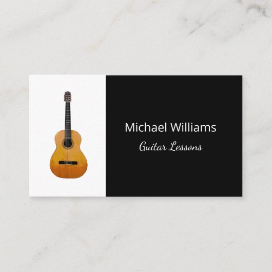 Carte De Visite Cours de musique de guitare professionnelle Noir B (Devant)