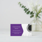 Carte De Visite Cours de musique Guitare QR Code violet (Debout devant)