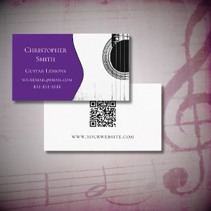 Carte De Visite Cours de musique Guitare QR Code violet
