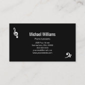 Carte De Visite Cours de musique piano code QR noir blanc (Devant)