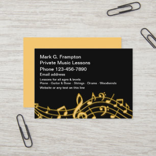 Carte De Visite Cours de musique privés élégants entreprise