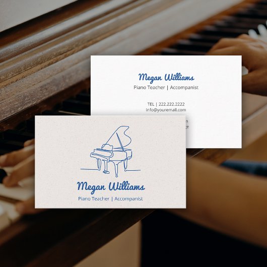 Carte De Visite Cours de musique professeur de piano à queue dessi