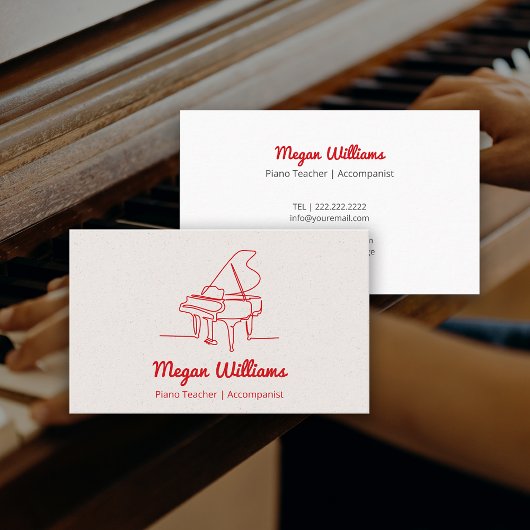 Carte De Visite Cours de musique professeur de piano à queue dessi
