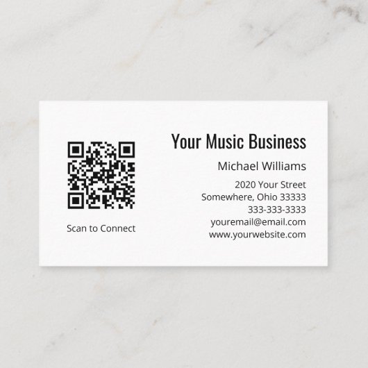 Carte De Visite Cours de musique QR code Simple Treble Clef (Dos)