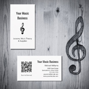 Carte De Visite Cours de musique QR code Simple Treble Clef