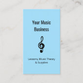Carte De Visite Cours de musique QR code Simple Treble Clef Blue (Devant)