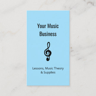 Carte De Visite Cours de musique QR code Simple Treble Clef Blue