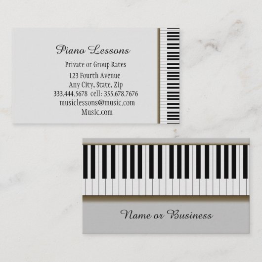 Carte De Visite Cours de piano de musique Enseignant Instructeur T (Devant / Derrière)