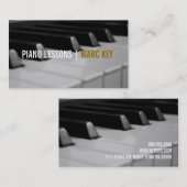 Carte De Visite Cours de piano, Instructeur de musique (Devant / Derrière)