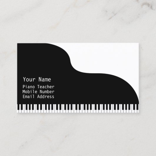 Carte De Visite Cours de piano pour professeur de piano (Devant)