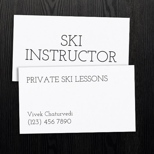 Carte De Visite Cours de ski Professionnel Instructeur Simple