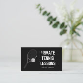 Carte De Visite Cours de tennis privé Cool Black & White Coach (Debout devant)