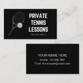 Carte De Visite Cours de tennis privé Cool Black & White Coach (Devant / Derrière)