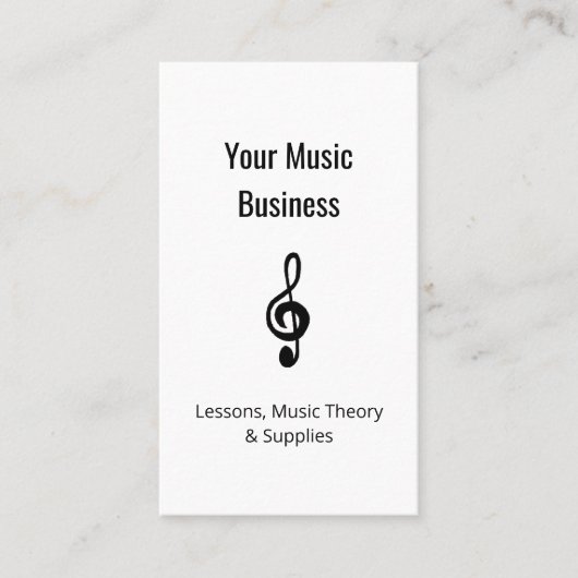 Carte De Visite Cours d'éducation musicale QR code Treble Clef (Devant)