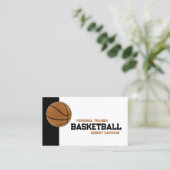 Carte De Visite Cours d'entraîneur de basket-ball noir et blanc (Debout devant)