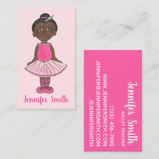 Carte De Visite Cours d'instructeur de danse de ballet rose (Devant / Derrière)