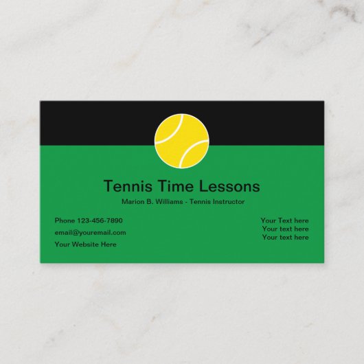 Carte De Visite Cours professionnels de tennis (Devant)
