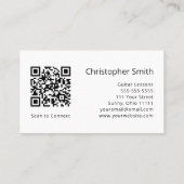 Carte De Visite Cours simples de guitare rouge code QR (Dos)
