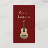 Carte De Visite Cours simples de guitare rouge code QR (Devant)