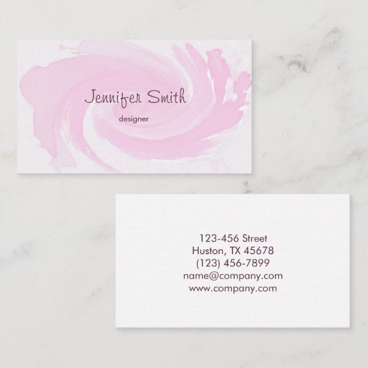 Carte De Visite Courses de brosse de rose d'aquarelle (Devant / Derrière)