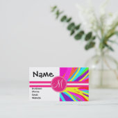 Carte De Visite Courses vives de pinceau de couleur de monogramme (Debout devant)