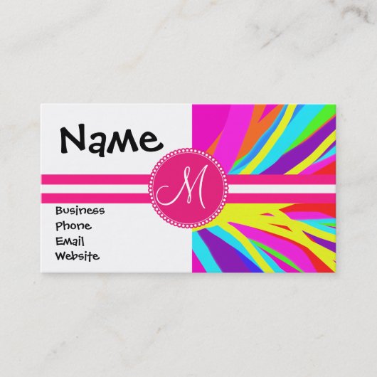 Carte De Visite Courses vives de pinceau de couleur de monogramme (Devant)