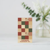 Carte De Visite Courte patchwork rouge et vert Maison de ferme rus (Debout devant)