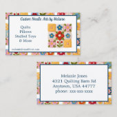 Carte De Visite Courtepoint Patchwork de Fleurs Brodees (Devant / Derrière)
