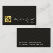 Carte De Visite Courtier agent immobilier Luxe Black Gold (Devant / Derrière)