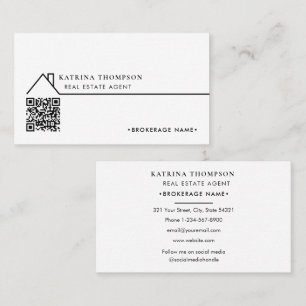 Carte De Visite Courtier agent immobilier moderne Code QR