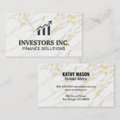 Carte De Visite Courtier en actions | Graphique Stock | Marbre bla (Devant / Derrière)