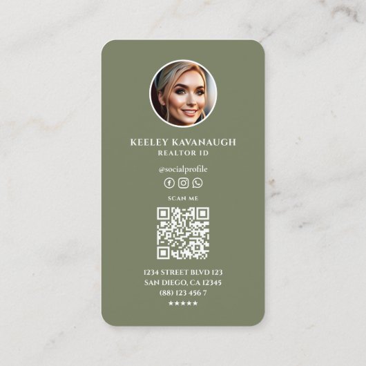 Carte De Visite Courtier hypothécaire Sage Realtor Photo moderne (Dos)