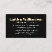 Carte De Visite Courtier immobilier Agent Modern Black Gold House (Dos)