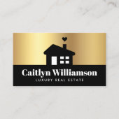 Carte De Visite Courtier immobilier Agent Modern Black Gold House (Devant)