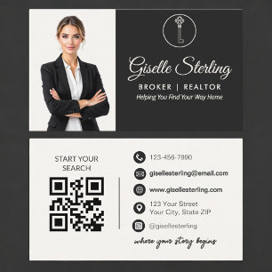 Carte De Visite Courtier Immobilier de Luxe Realtor Code QR Photo