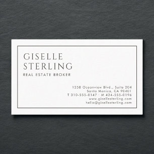 Carte De Visite Courtier immobilier luxe minimaliste noir blanc