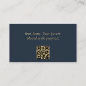 Carte De Visite Courtier immobilier Marine Blue Gold QR Code (Dos)