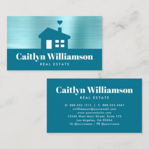Carte De Visite Courtier immobilier Professional Bold House Blue