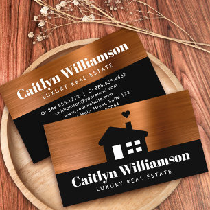Carte De Visite Courtier immobilier Professional Bold House Cuivre