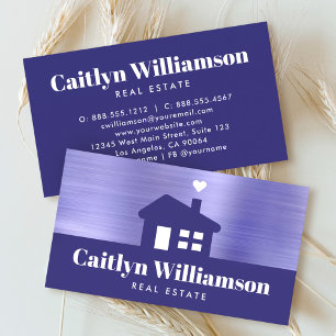 Carte De Visite Courtier immobilier Professional Bold House Purple