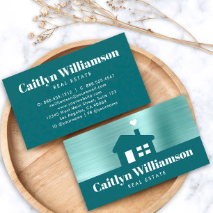 Carte De Visite Courtier immobilier Professional Modern House Turq